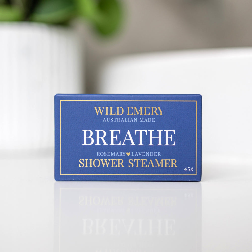 Wild Emery Breathe Shower Steamer, rosemary and lavender aromatherapy scent