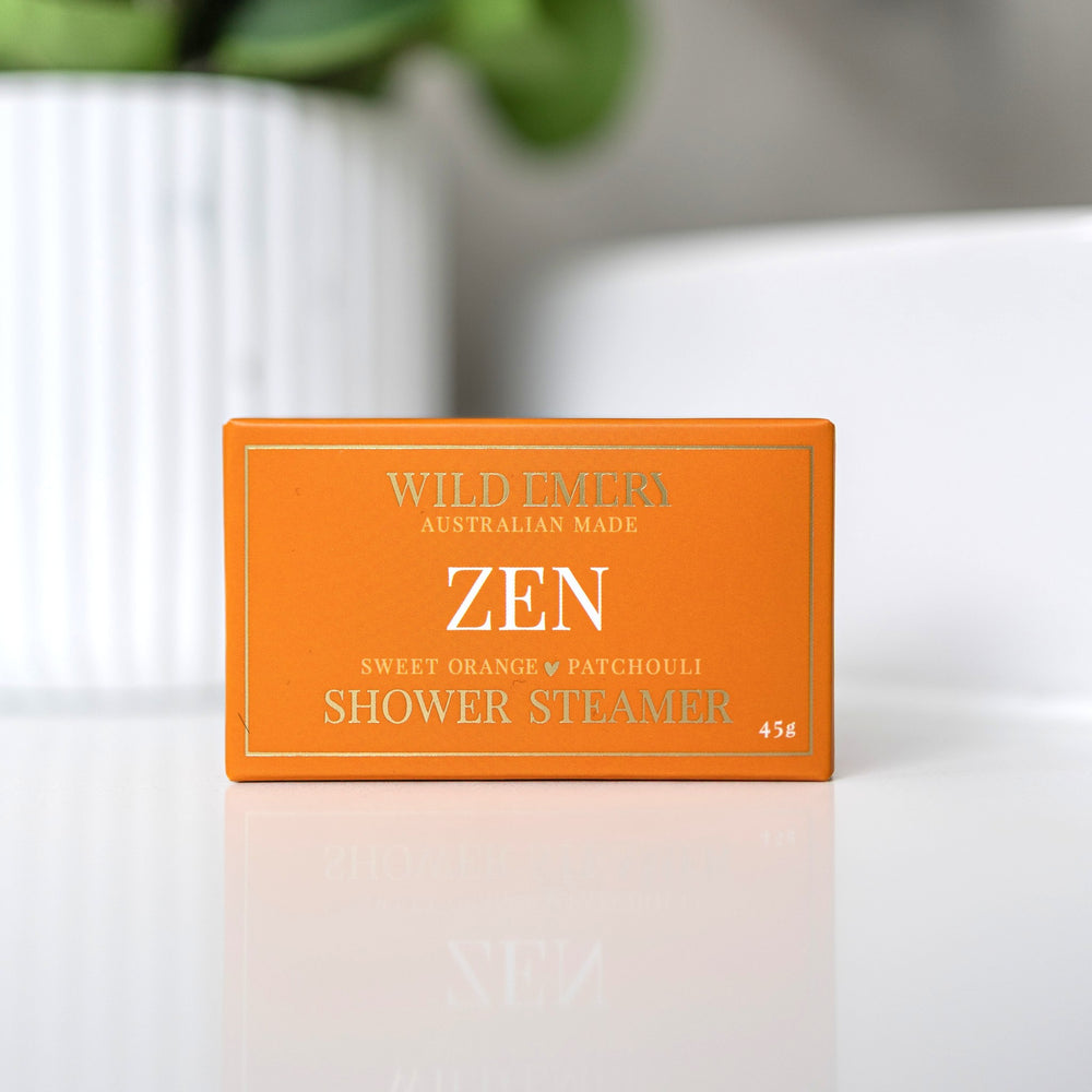 Wild Emery Zen Shower Steamer, sweet orange and patchouli aromatherapy scent