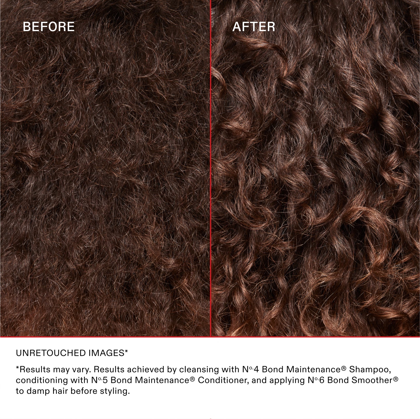 Olaplex No.6 Bond Smoother before and after results, unretouched images