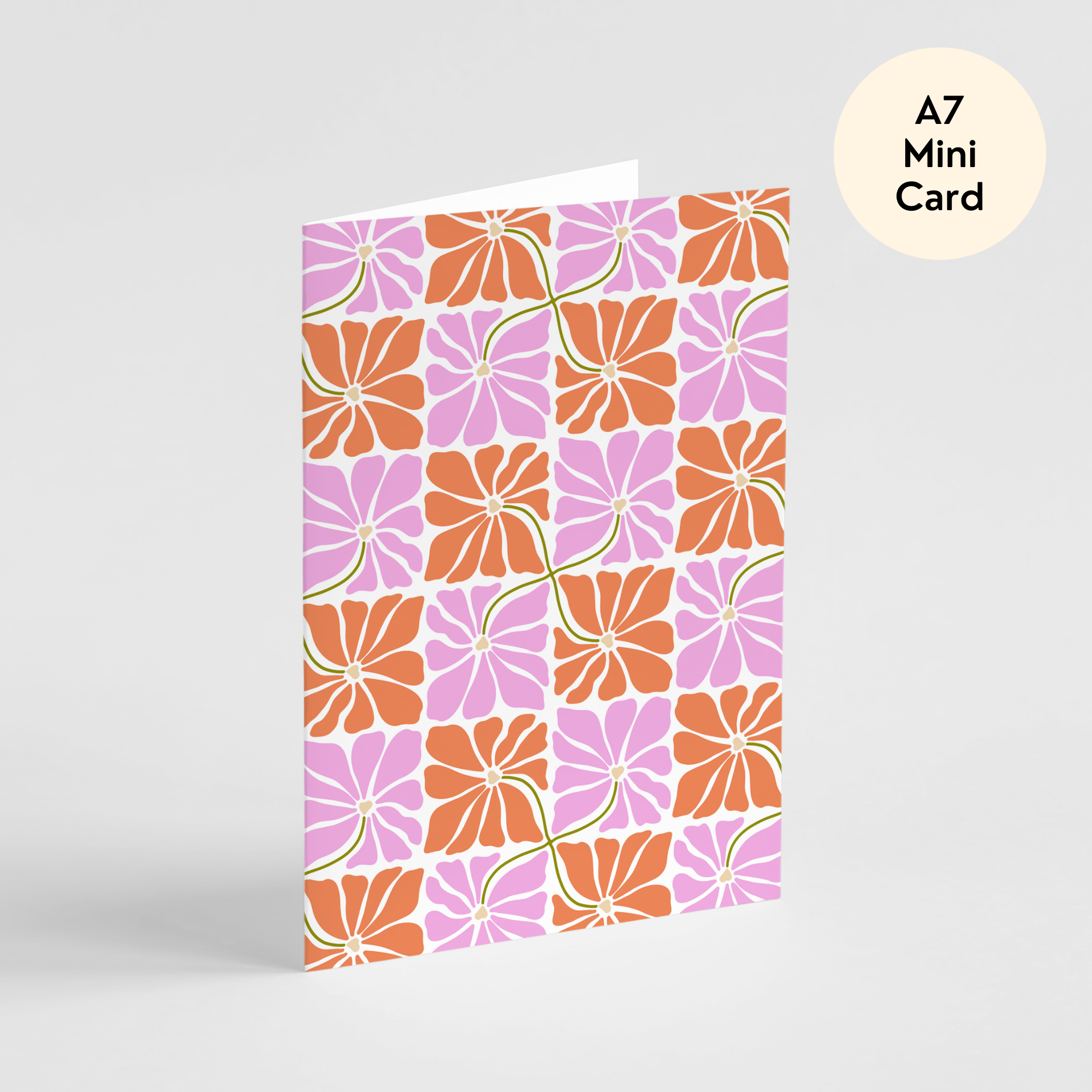 Retro Flower Pattern Card | Mini Funky Floral Everyday Card