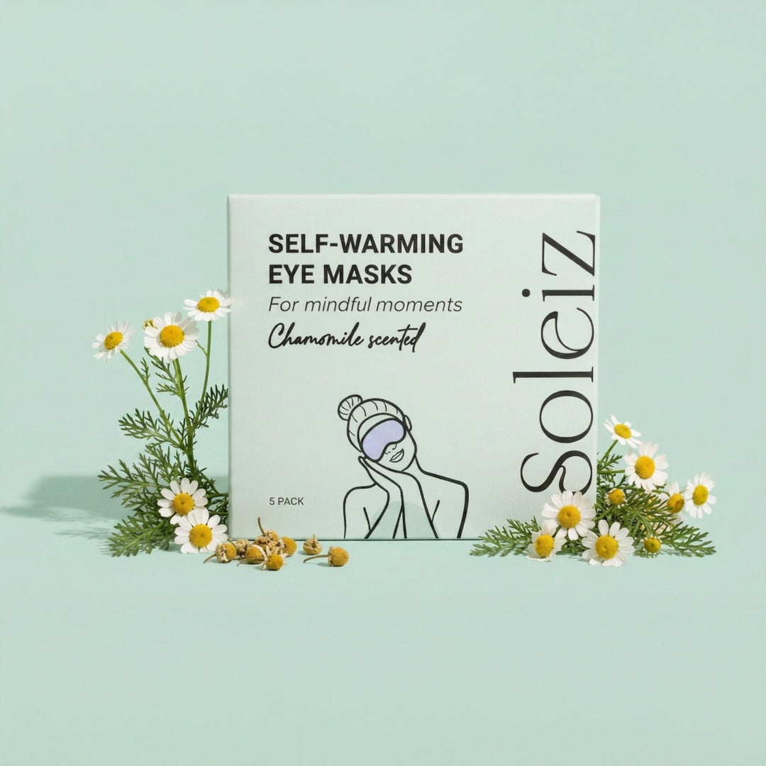 Soleiz Chamomile Self-Warming Eye Mask box of 5 packshot