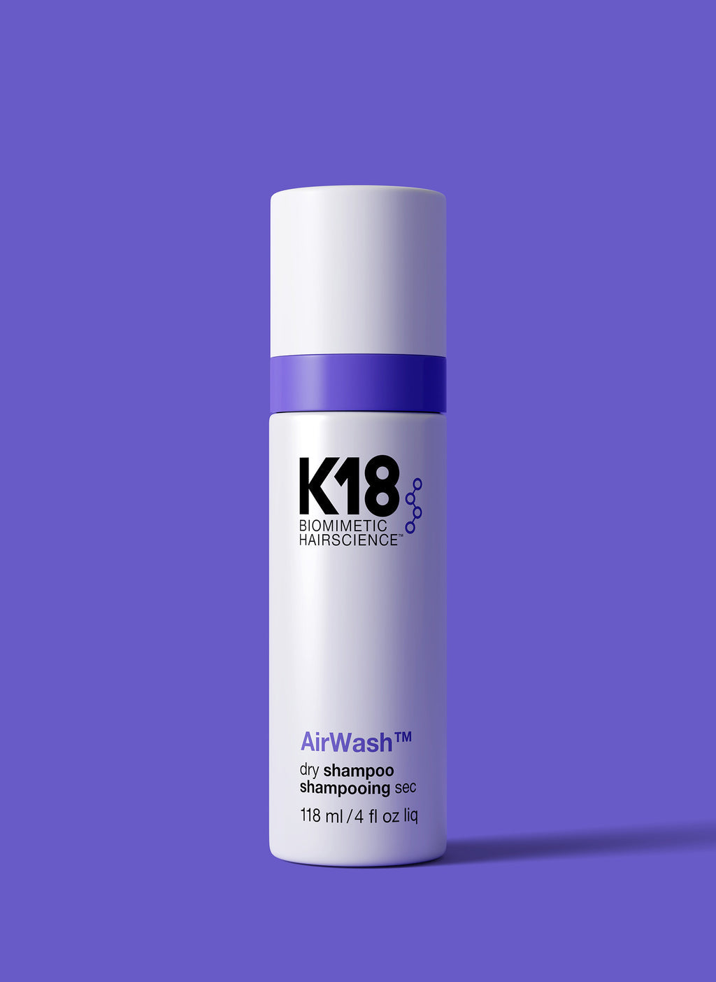 K18 AirWash Dry Shampoo 118ml non-aerosol bottle, official packshot