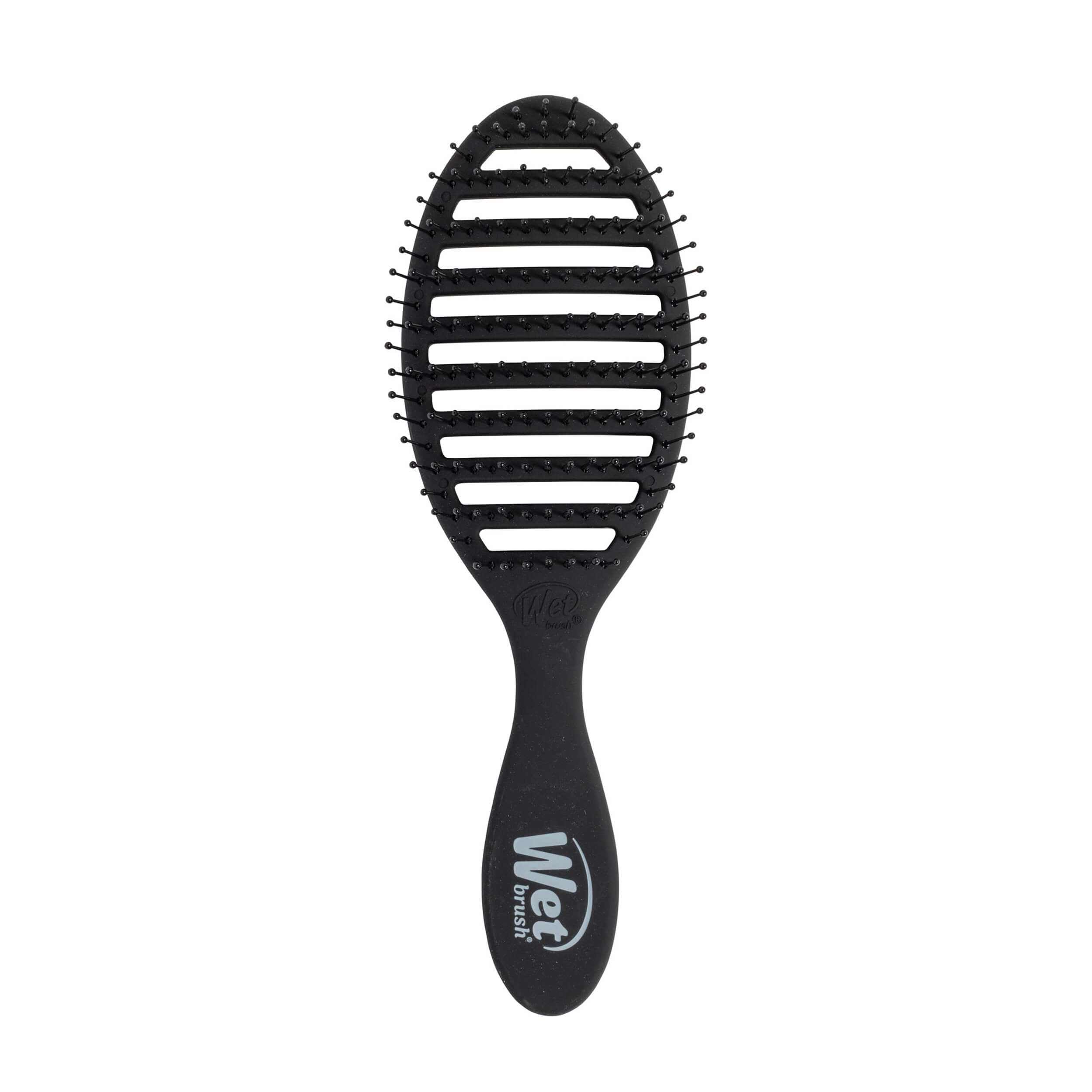 Wet Brush Speed Dry vented detangling brush in Frost Black, front view for faster blow drying