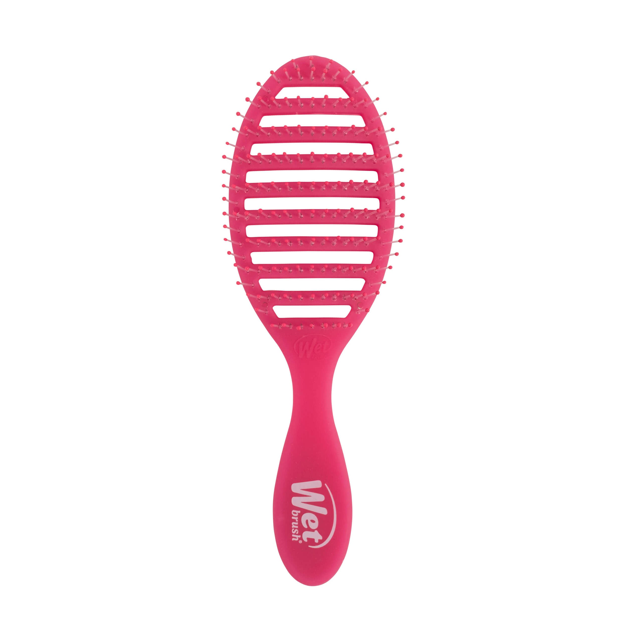 Wet Brush Speed Dry vented detangling brush in Frost Pink, front view for faster blow drying