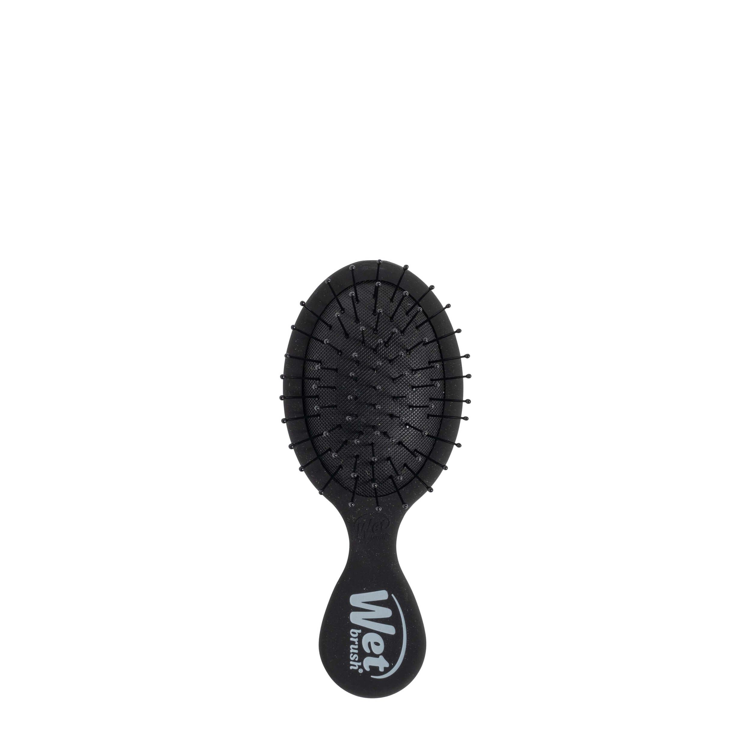 Wet Brush Mini Detangler in Frost Black, matte black brush, front view on white background