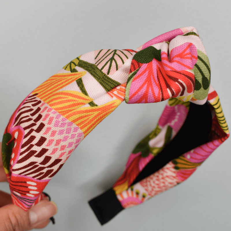 Botanical Print Knot Headband Wild Protea