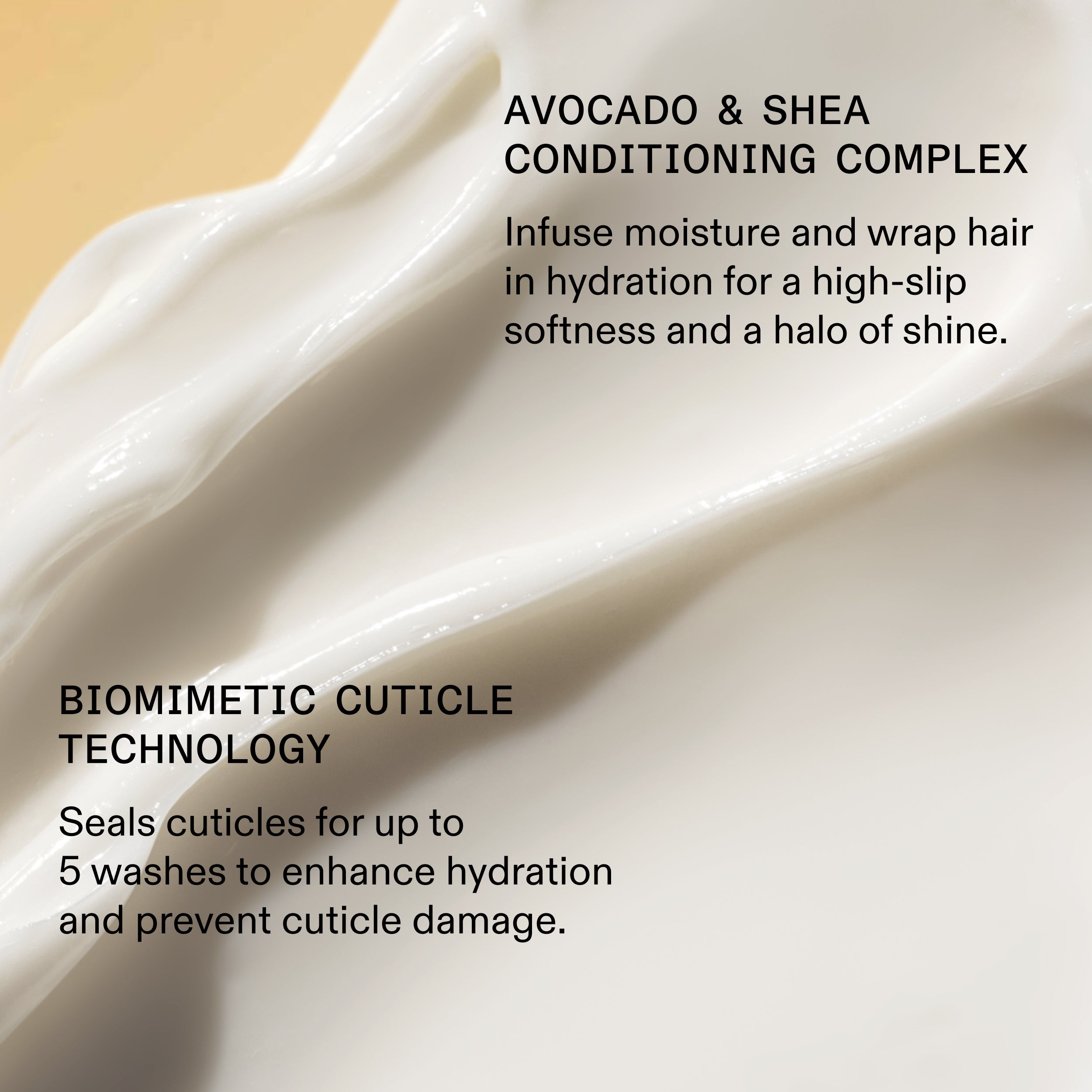 Avocado and shea conditioning complex with text on a beige background for Olaplex
