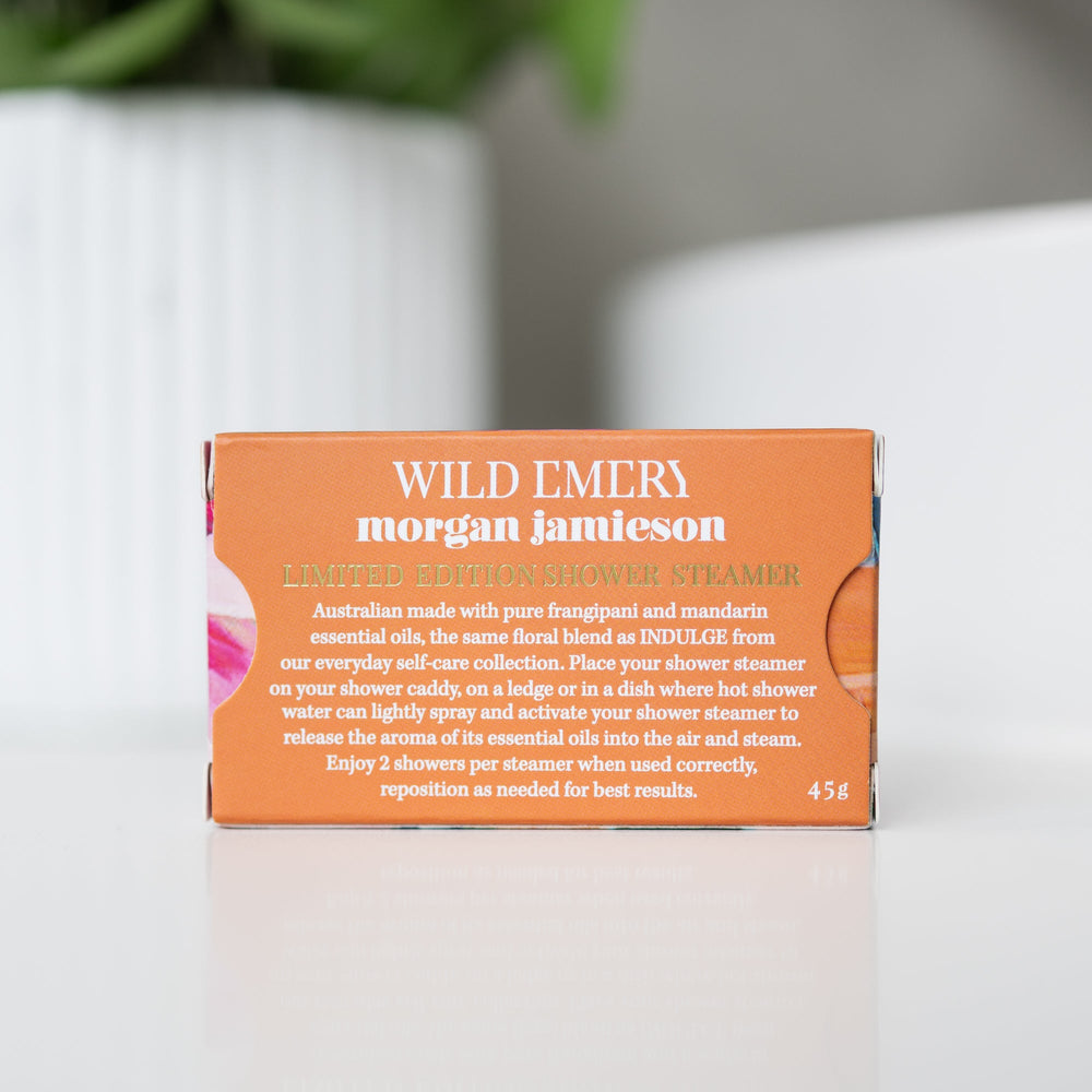 Wild Emery Thinking of You Shower Steamer artist edition frangipani and mandarin aromatherapy