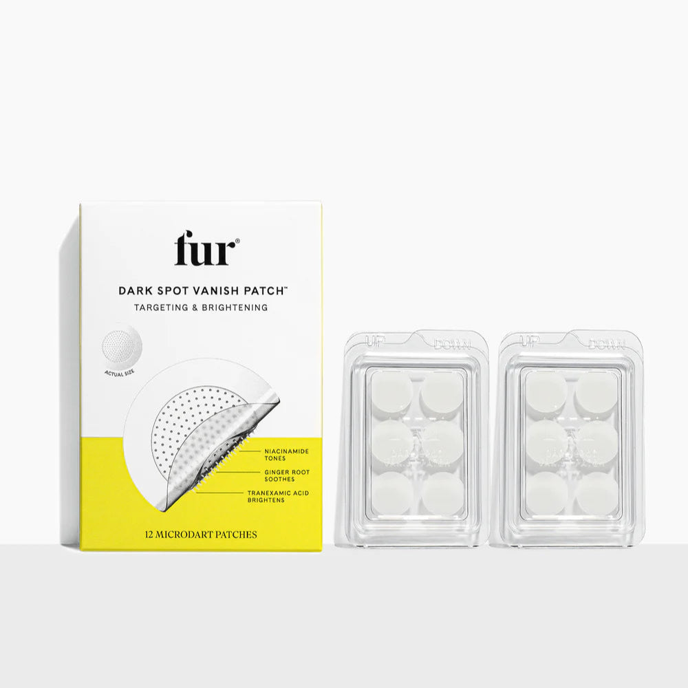 Fur dark spot vanishing patch packaging with patches on a white background