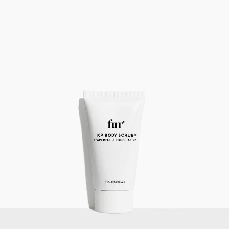 White body scrub container with 'fur' branding on a white background