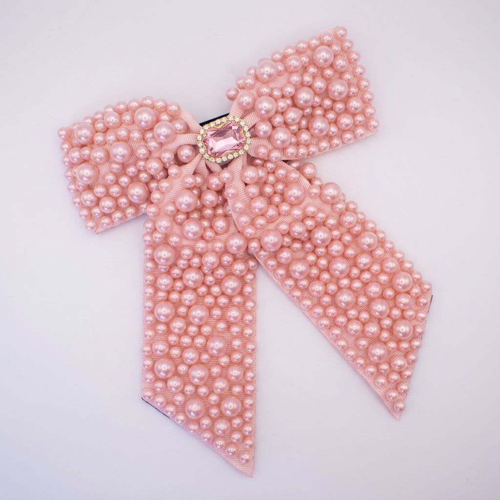 Gildie Pearl Bow Barrette Clip