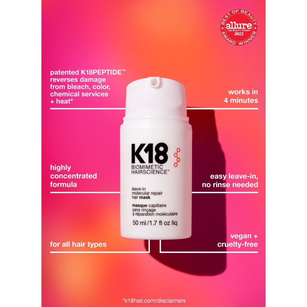 K18 Leave-In Molecular Repair Hair Mask key benefits NZ