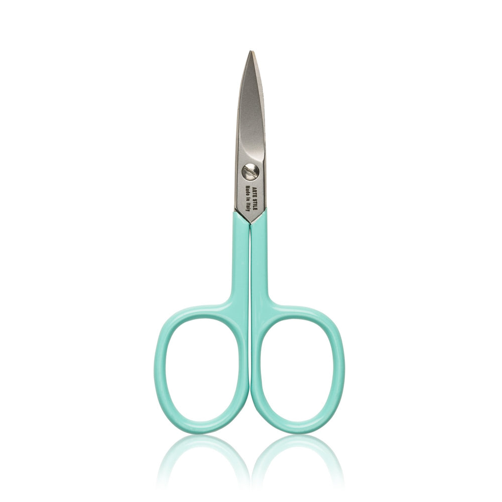 ArteStile Nail Scissors in Turquoise, white background packshot of surgical grade stainless steel nail scissors