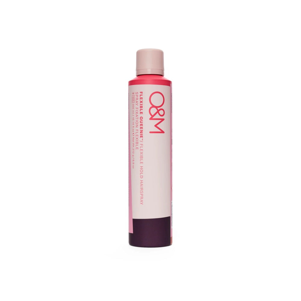 O&M Flexible Queenie Flexible Hold Hairspray 300ml can front view for flexible hold and natural movement