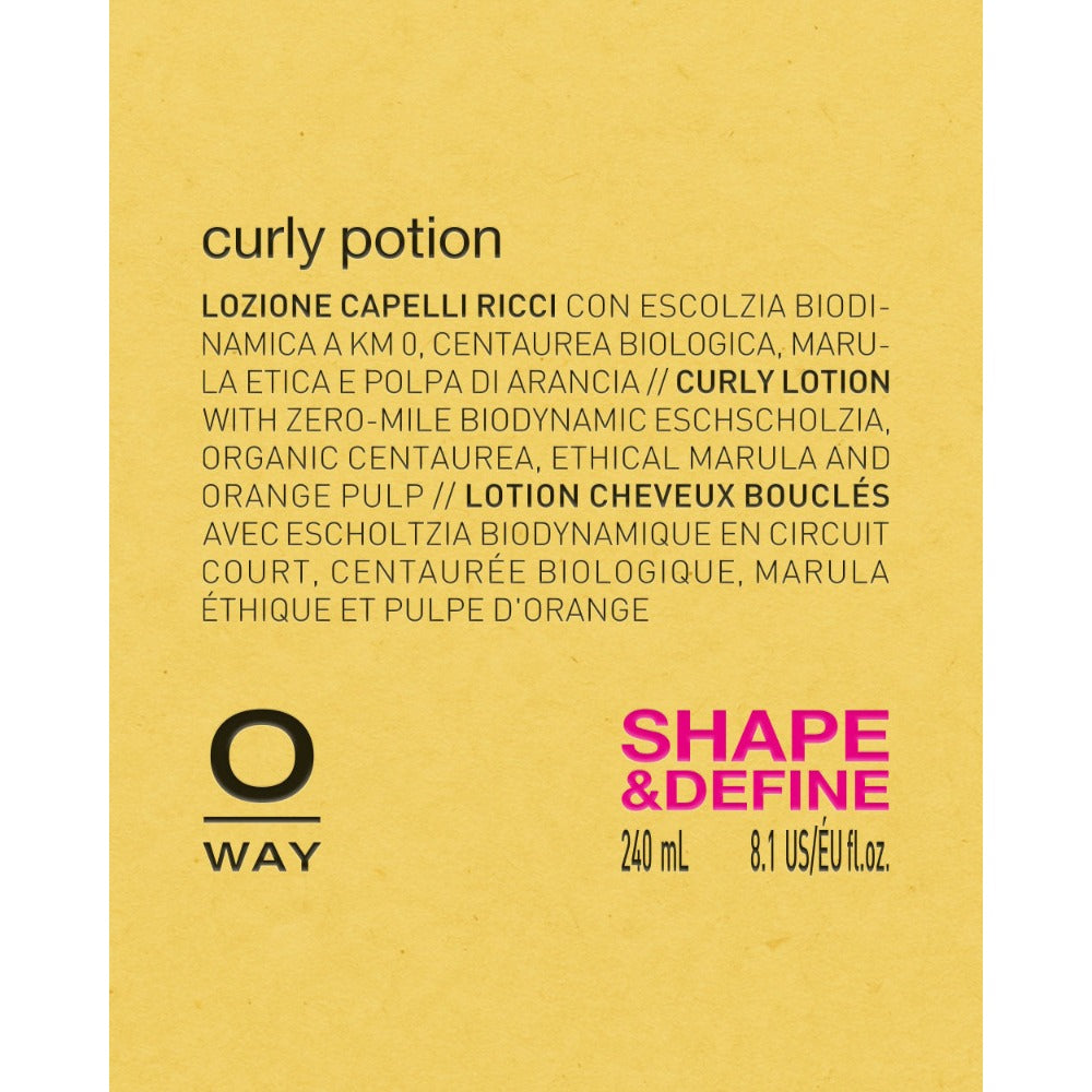 Oway Curly Potion bottle label detail