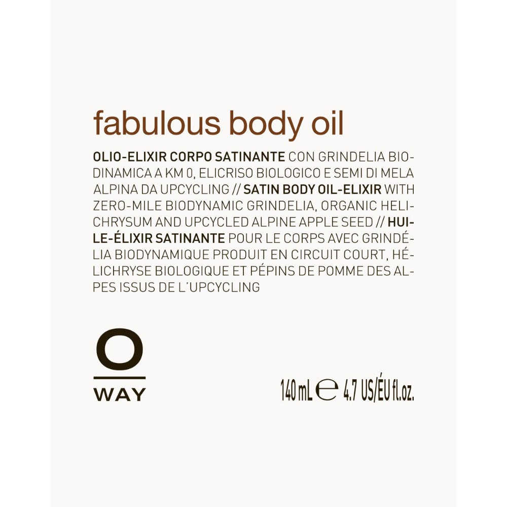Oway Fabulous Body Oil bottle label detail