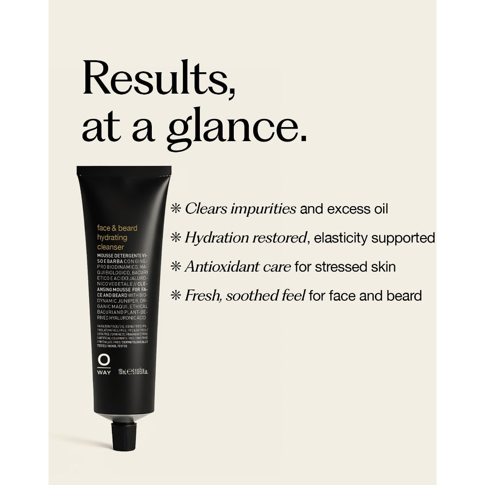 Oway Face and Beard Hydrating Cleanser benefits at a glance