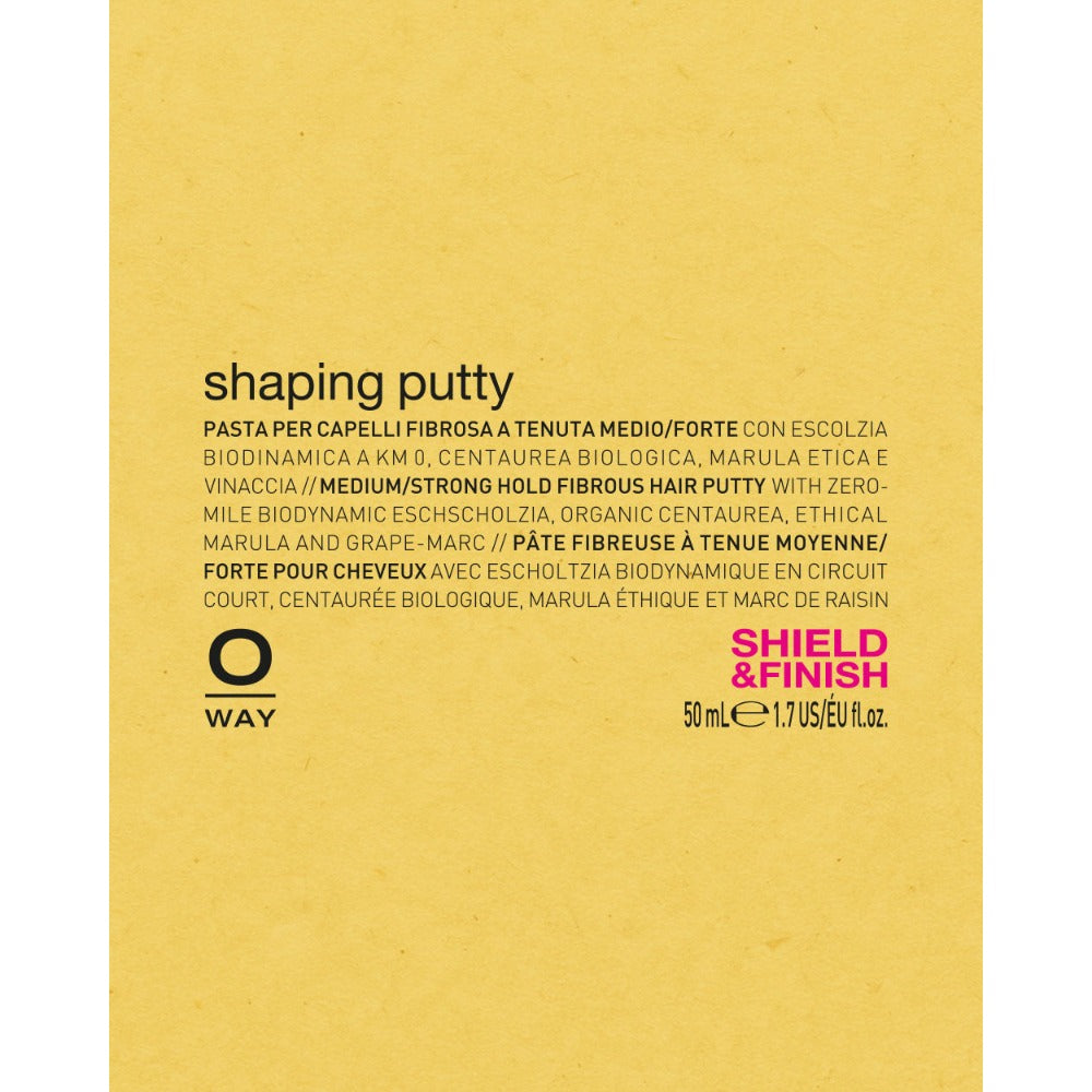Oway Shaping Putty shield and finish label details