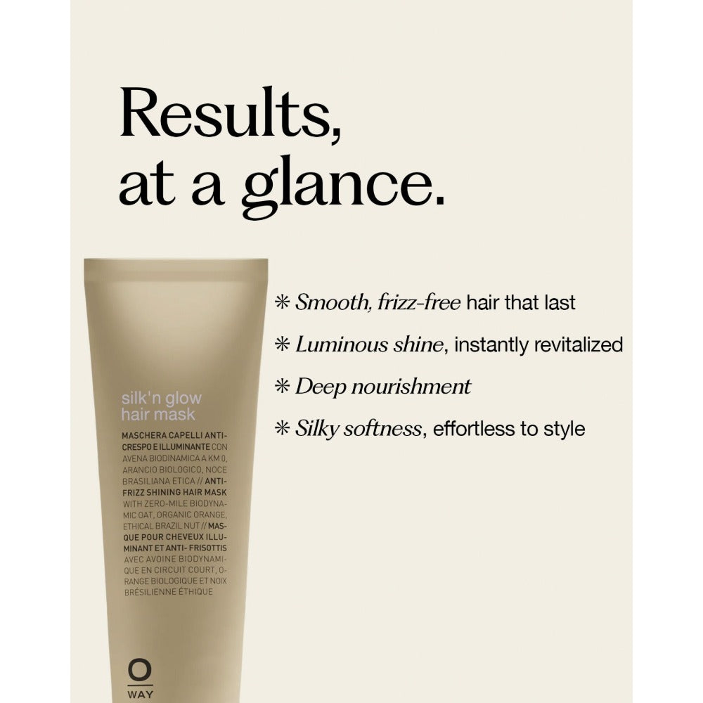 Oway Silk'n Glow Hair Mask benefits, smooth silky frizz-free hair