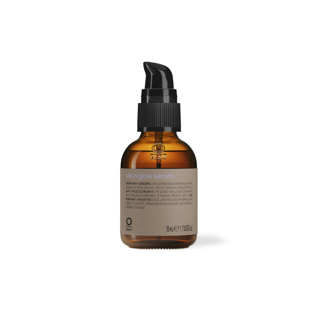 Oway Silk'n Glow Serum 50ml pump bottle, anti-frizz smoothing serum