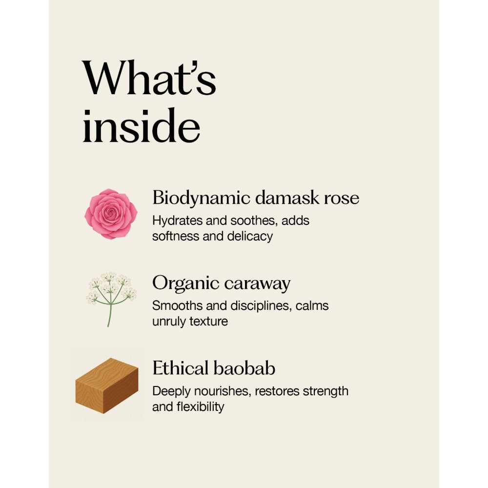 Oway Smoothing Cream key ingredients including biodynamic damask rose