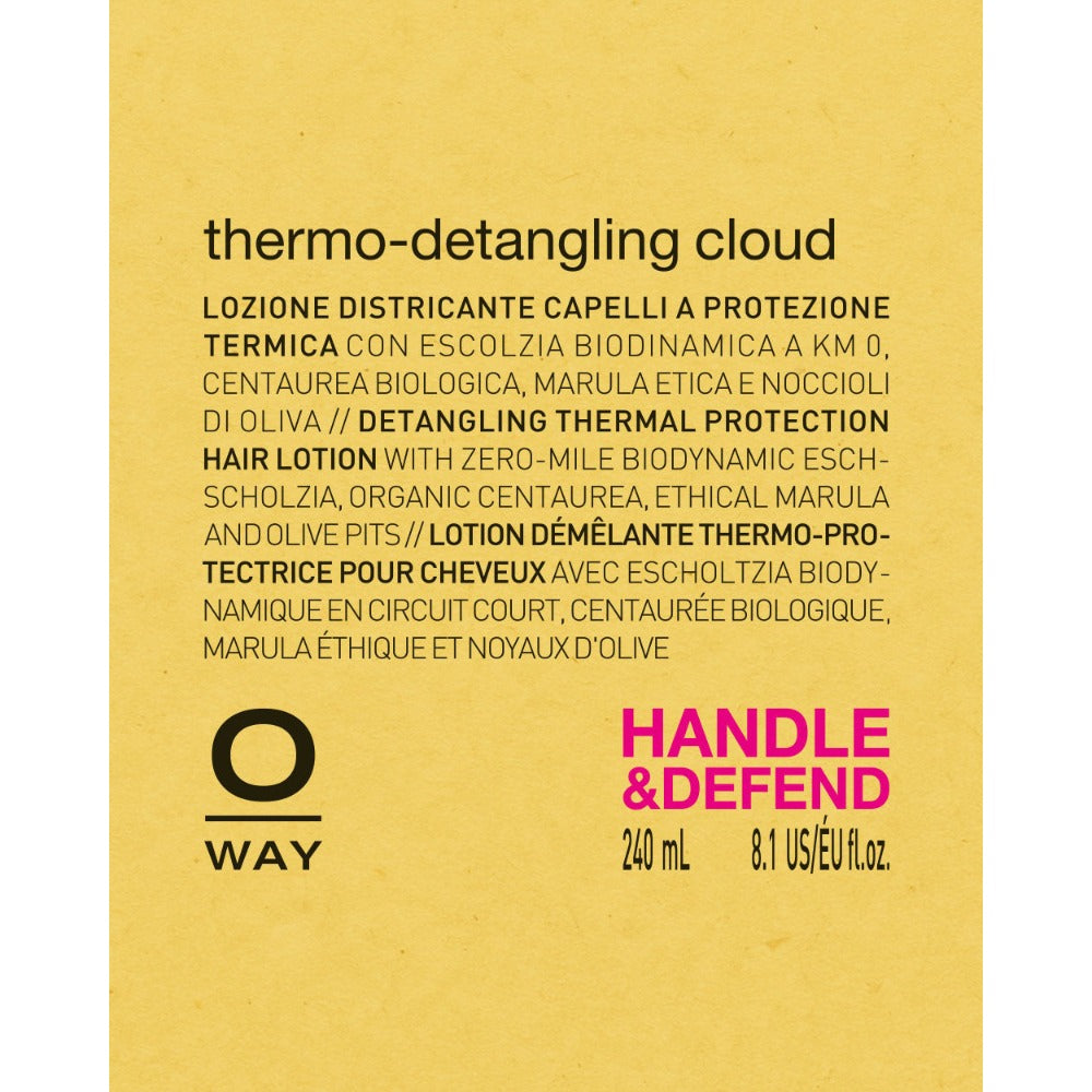 Oway Thermo Detangling Cloud handle and defend label details