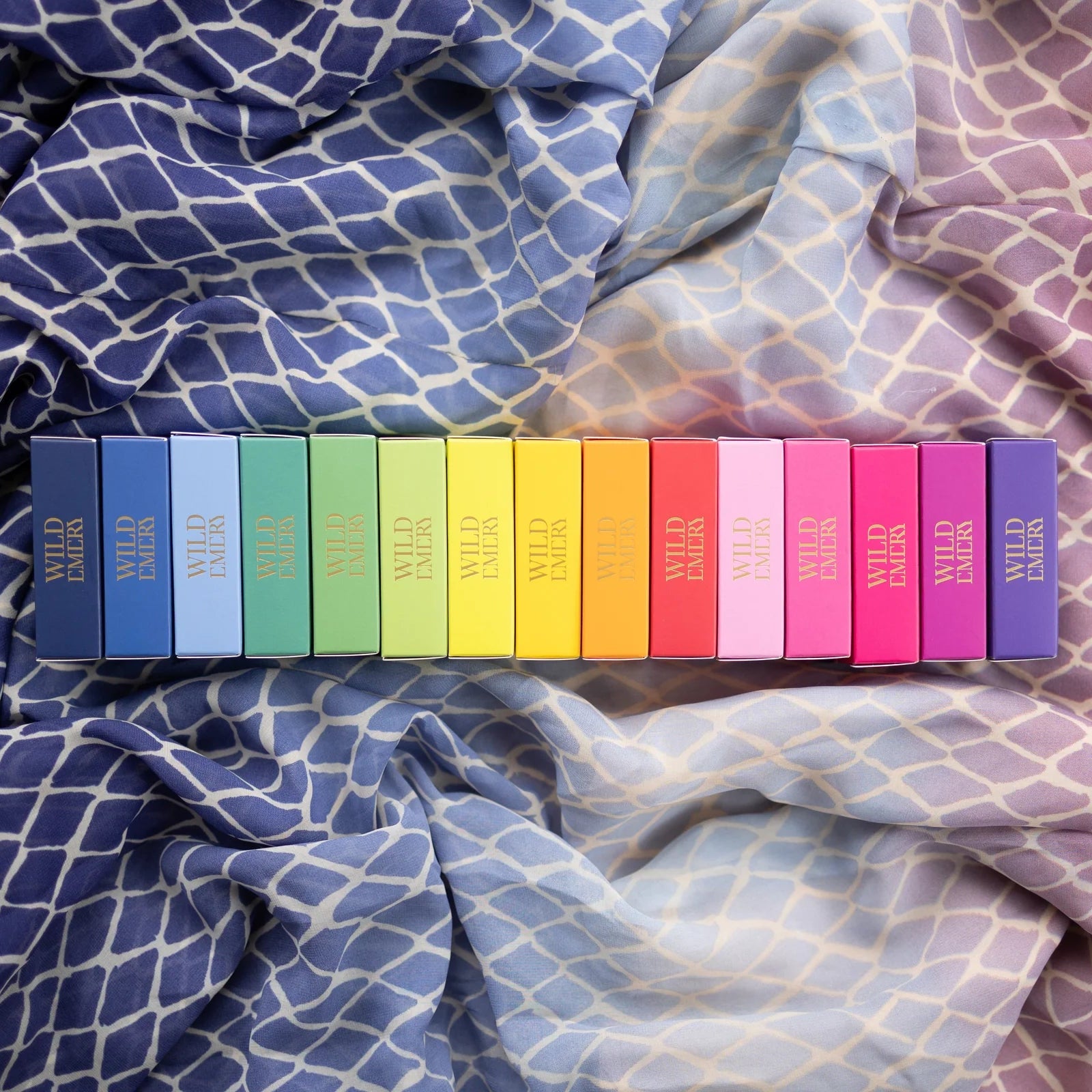 Row of colours of Wild Emery Shower Scent Boxes