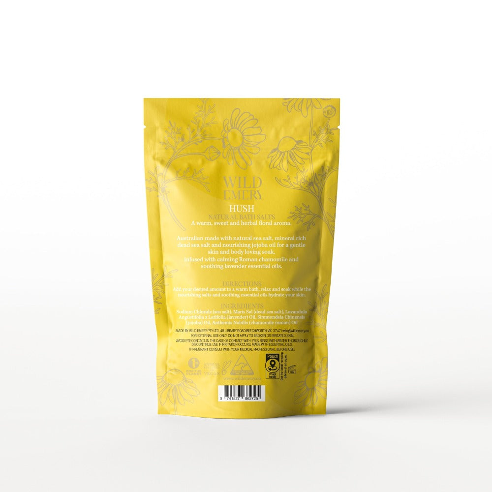 Wild Emery Hush Natural Bath Salts 180g styled