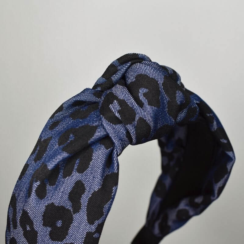 Blue Animal Print Knot Headband