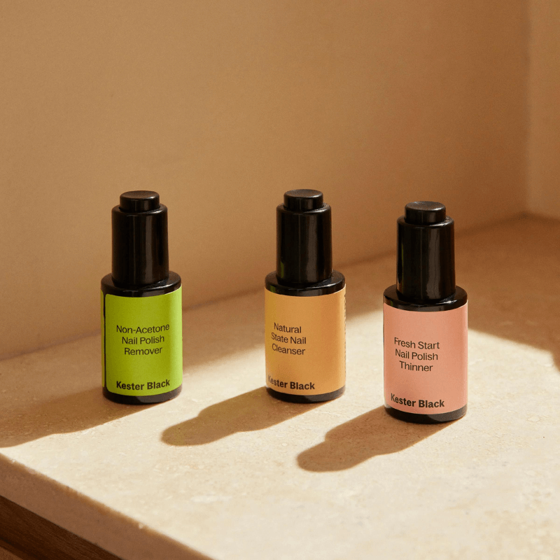 Kester Black Fresh Start Trio, Non-Acetone Nail Polish Remover, Natural State Nail Cleanser, Fresh Start Nail Polish Thinner