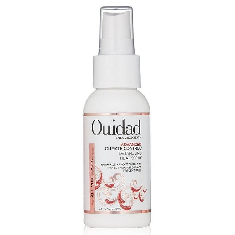 Ouidad advanced climate control anti frizz travel set includes a 75ml detangling heat spray.