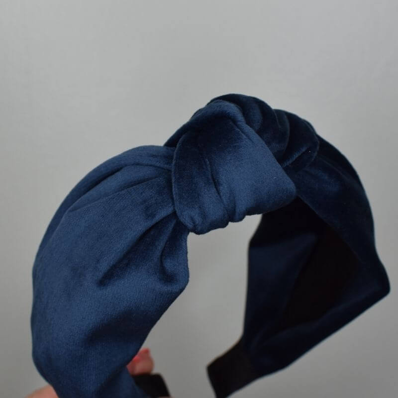 Navy Velvet Knot Headband