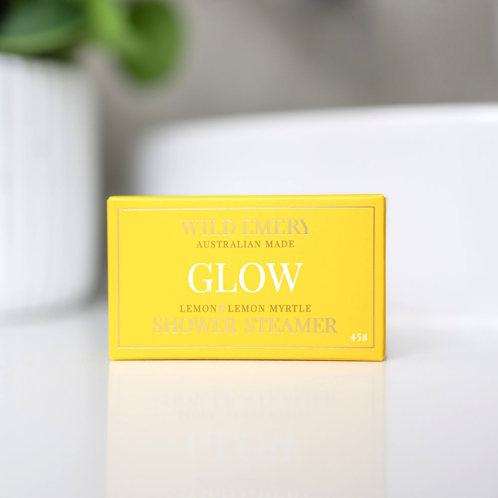 Wild Emery Glow Shower Steamer, lemon and lemon myrtle aromatherapy scent
