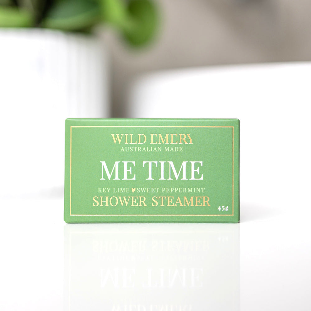 Wild Emery Me Time Shower Steamer, key lime and sweet peppermint aromatherapy scent