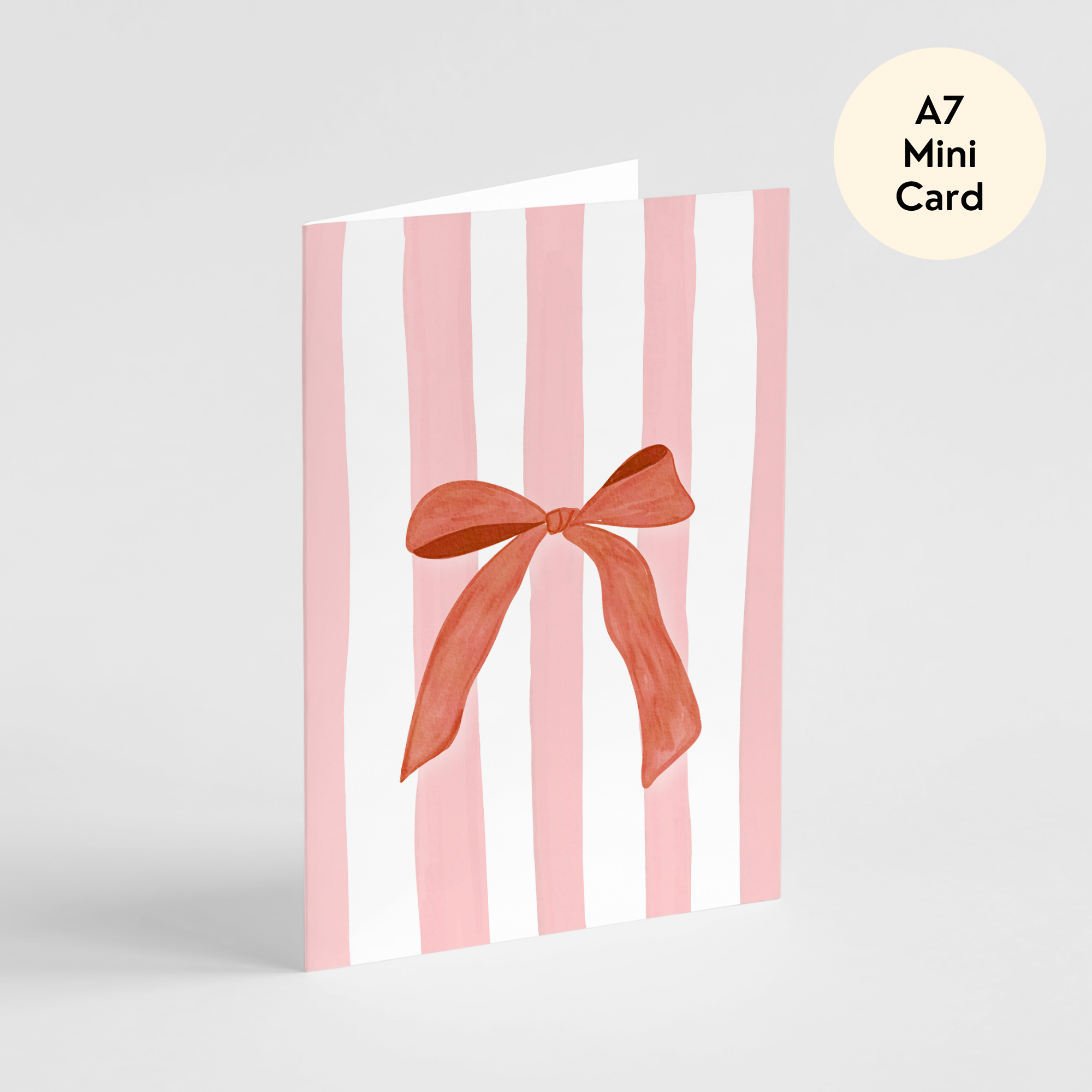 Red Bow Card - Mini Coastal Everyday Card, Thank You Card