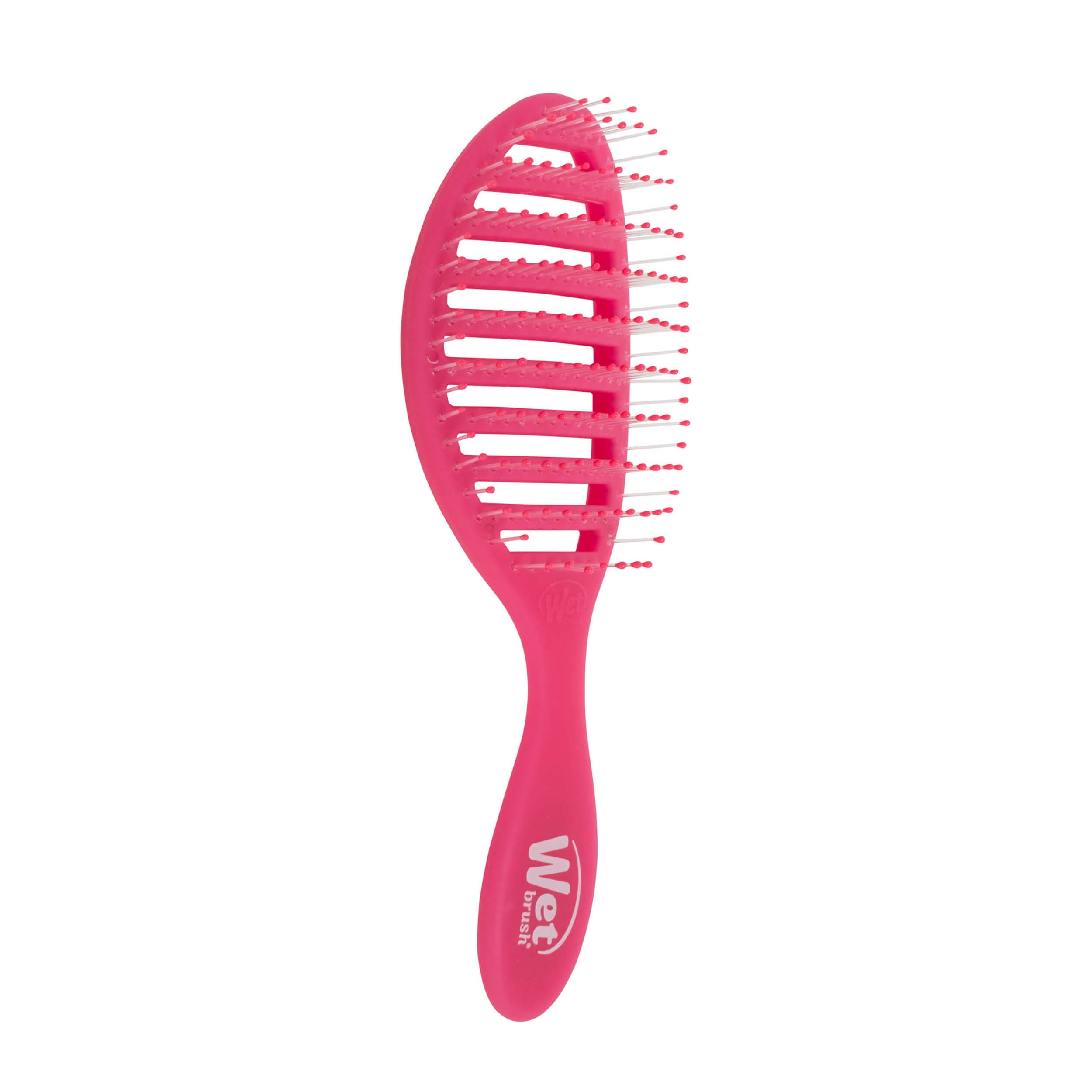 Wet Brush Speed Dry detangling brush in Frost Pink, angled view