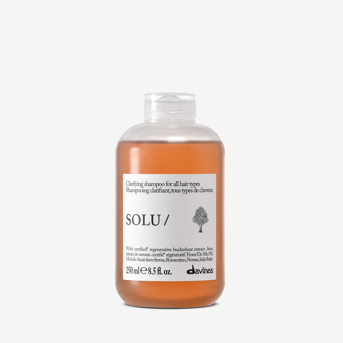 Davines SOLU Clarifying Shampoo 250ml white background front view