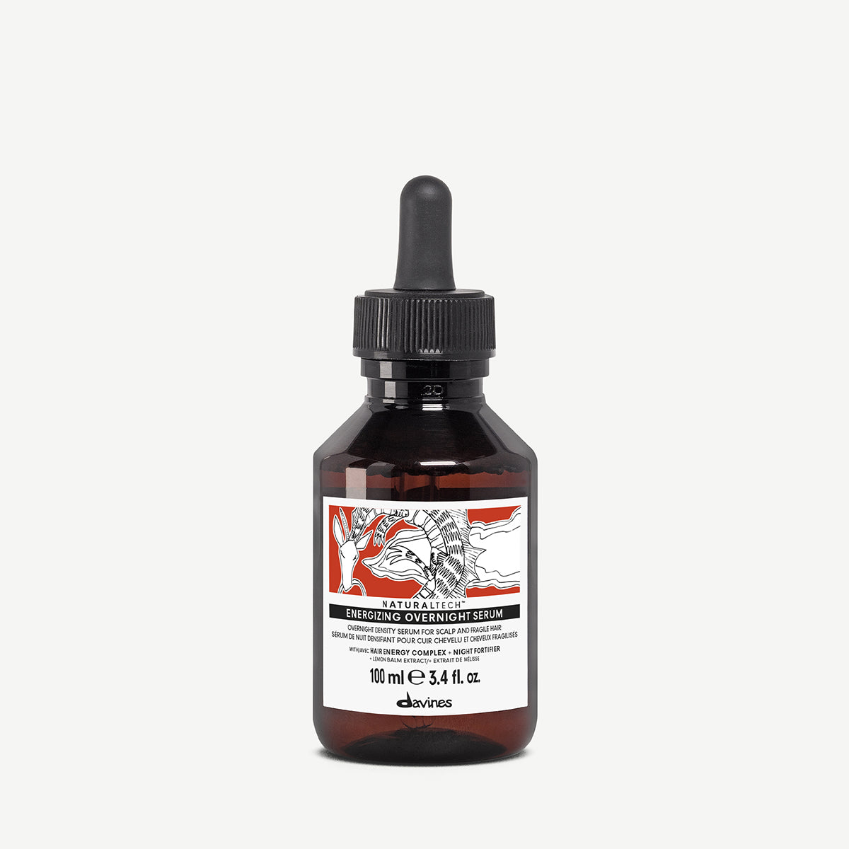 Davines Energising Overnight Serum 100ml front view packshot, Naturaltech scalp and hair serum