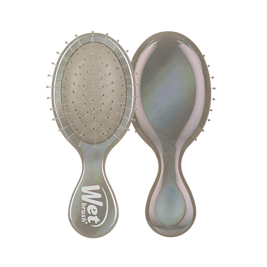 Wet Brush Mini Detangler in Iridescence Chrome on a white background