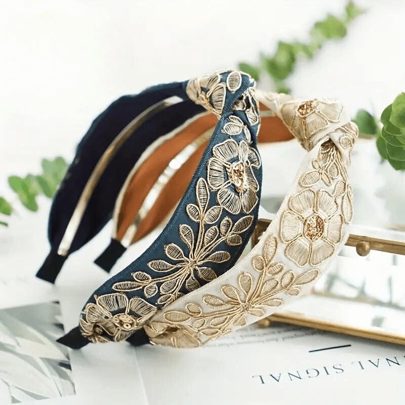 Gold Embroidery Knot Headband