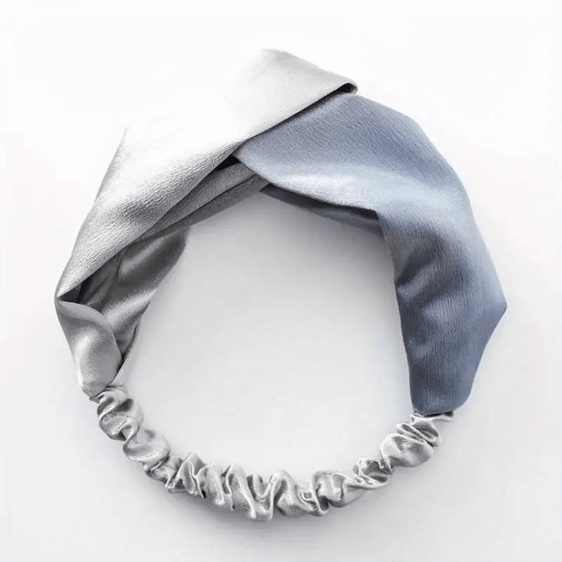 Two Tone Stretch Headband Silver and Light Blue