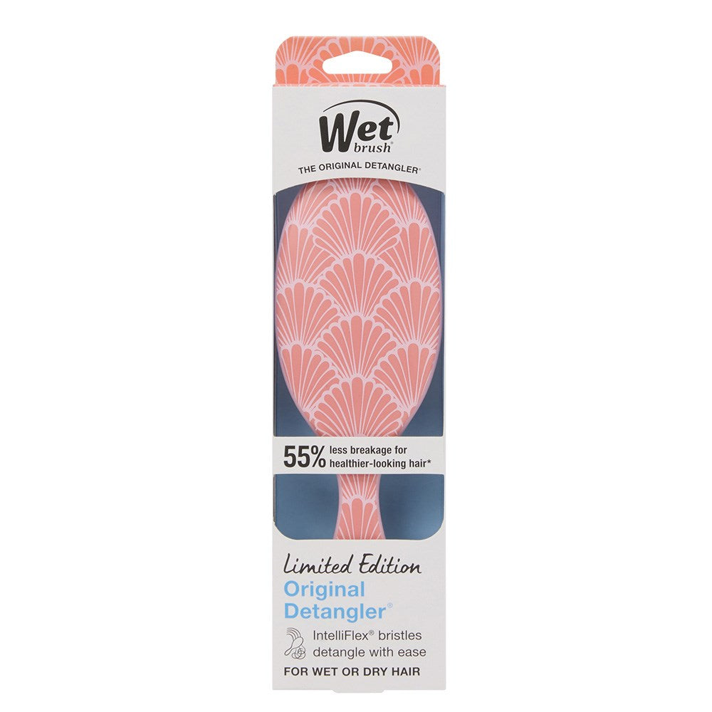 Wet Brush Coastal Charm Original Detangler Sunshine and Seashells showing IntelliFlex bristles for wet or dry hair