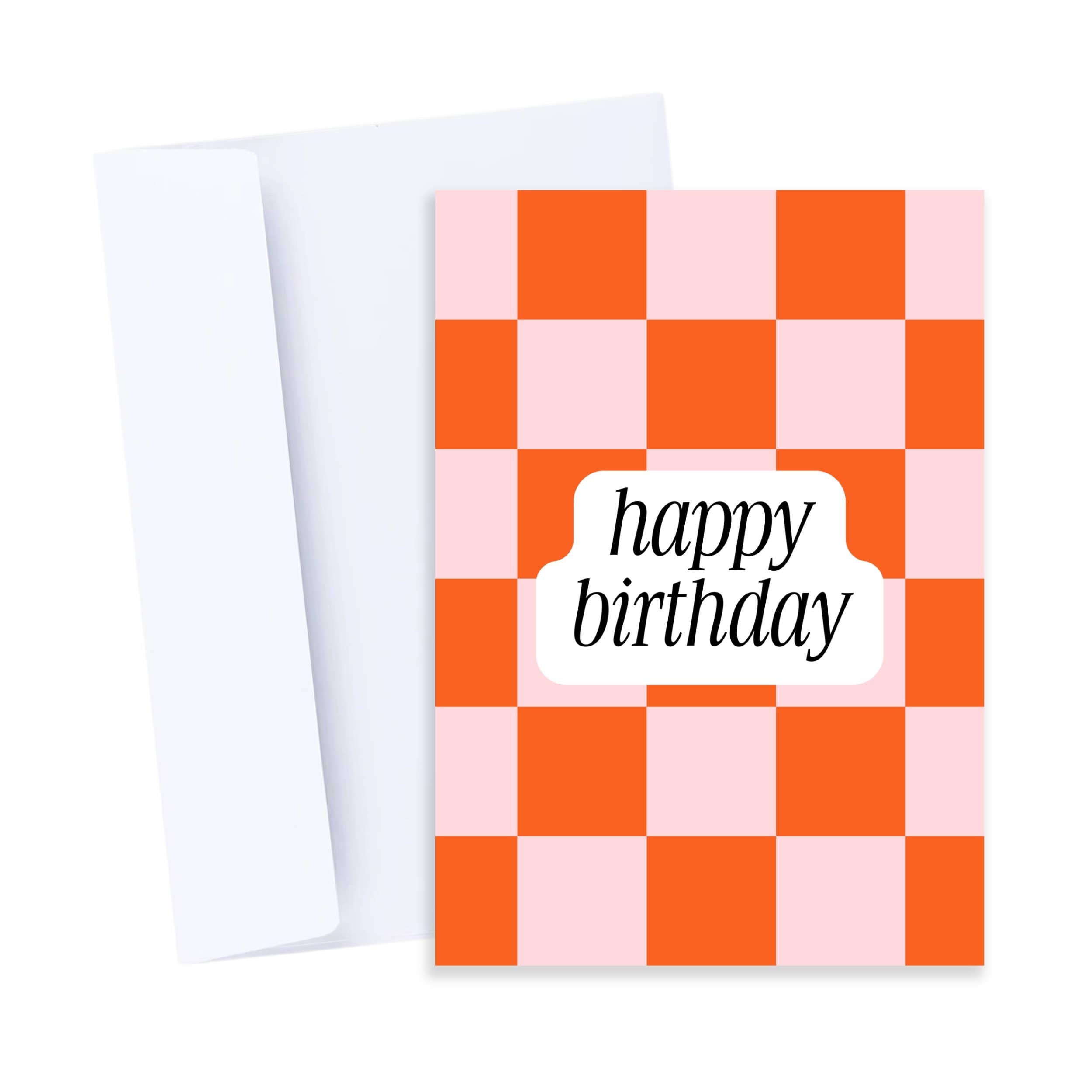 Happy Birthday Retro Checkers | Modern Happy Birthday Card