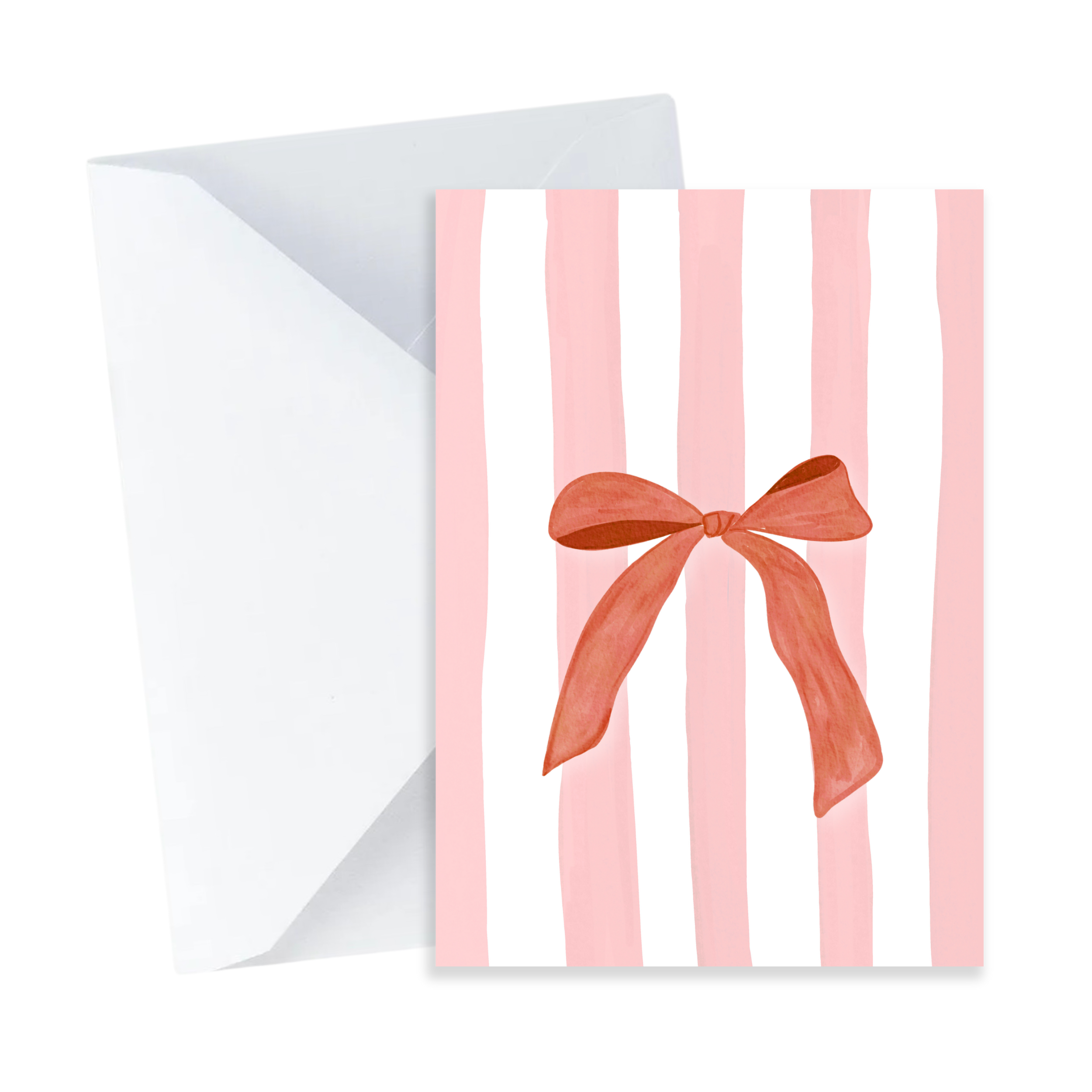Red Bow Card - Mini Coastal Everyday Card, Thank You Card