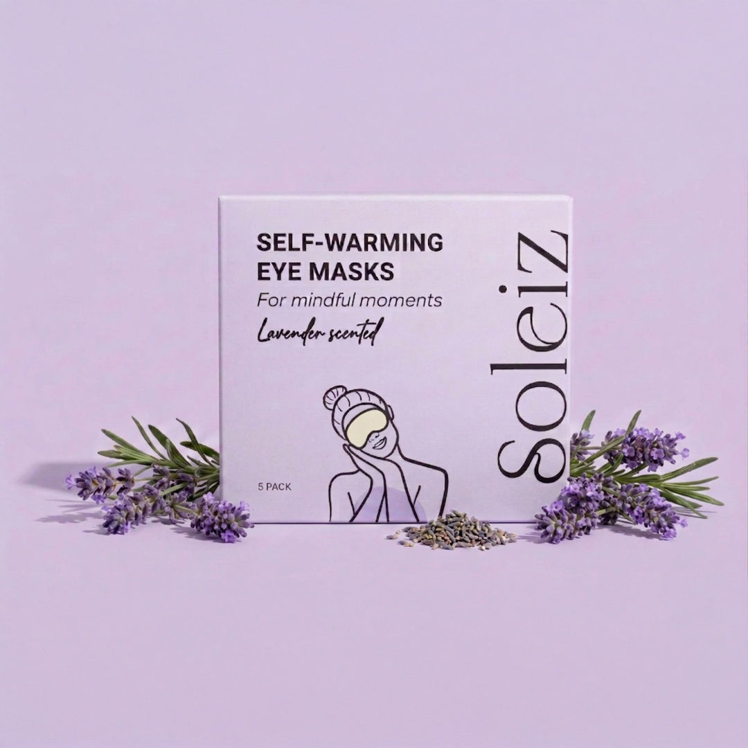 Soleiz Lavender Self-Warming Eye Mask box of 5 packshot