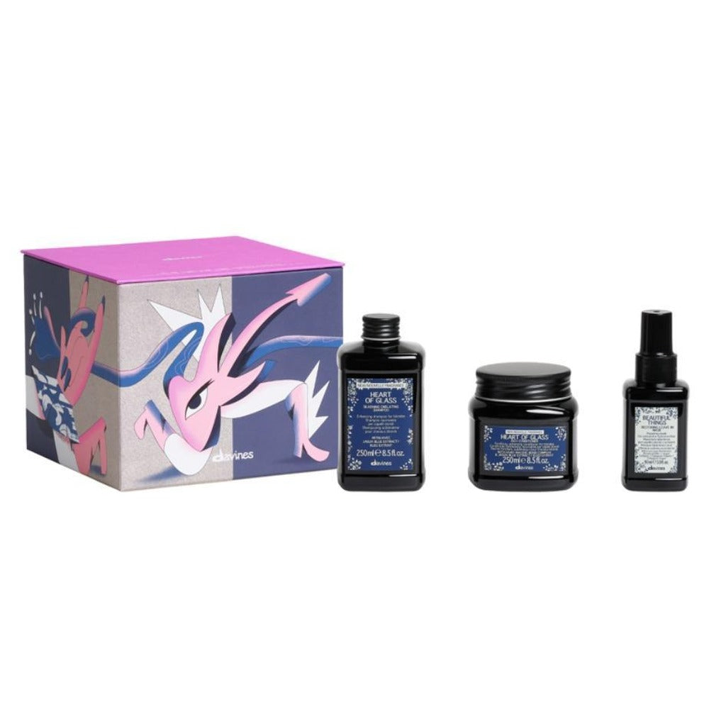 Davines Heart of Glass Pack 2026 Christmas gift box containing Heart of Glass Rich Conditioner 250ml