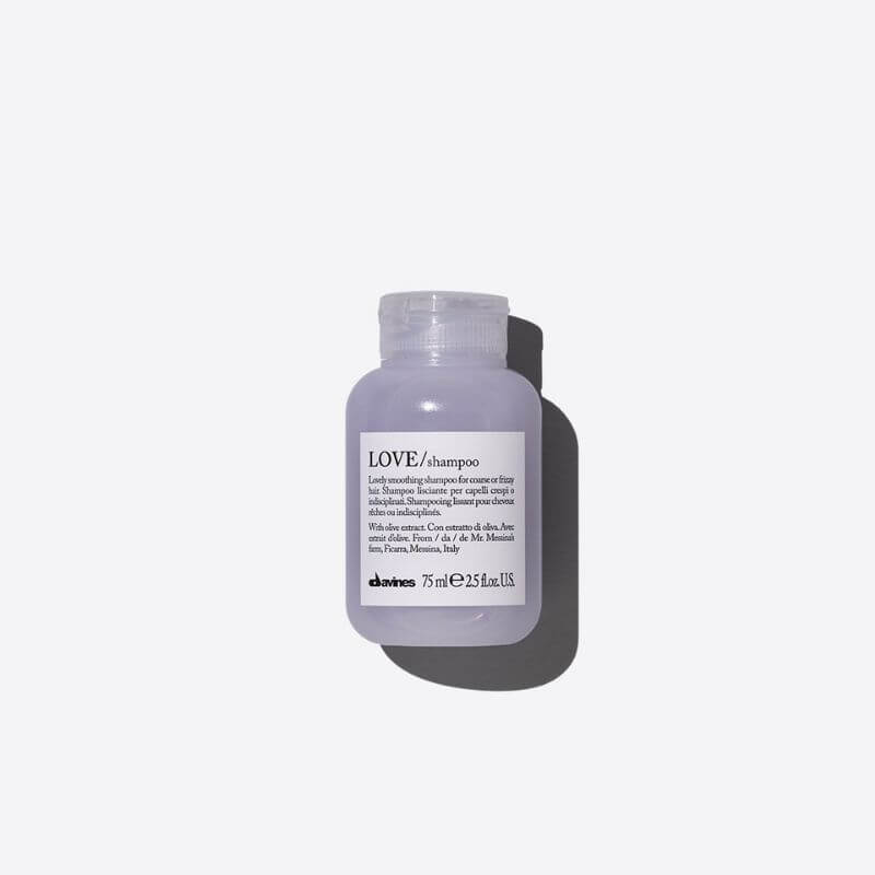 Davines LOVE Smoothing Shampoo 75ml travel size bottle for coarse and frizzy hair, white background