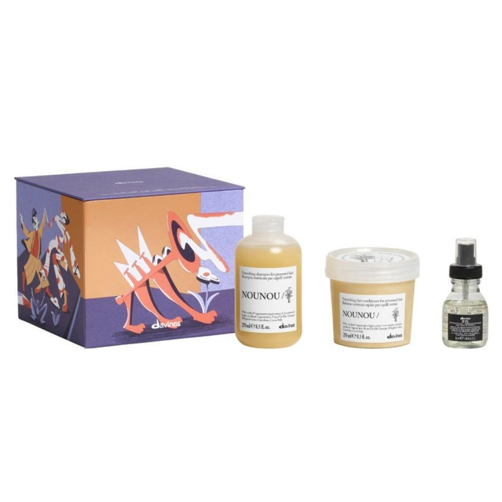 Davines Nounou Pack 2026 Christmas gift box containing NOUNOU Shampoo 250ml for brittle hair