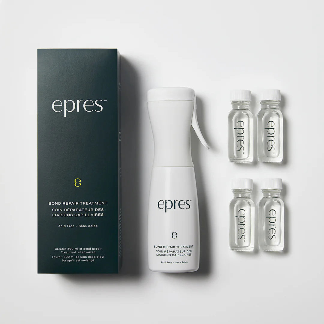 epres hair bond repair treatment set with bottles and packaging on a light gray background