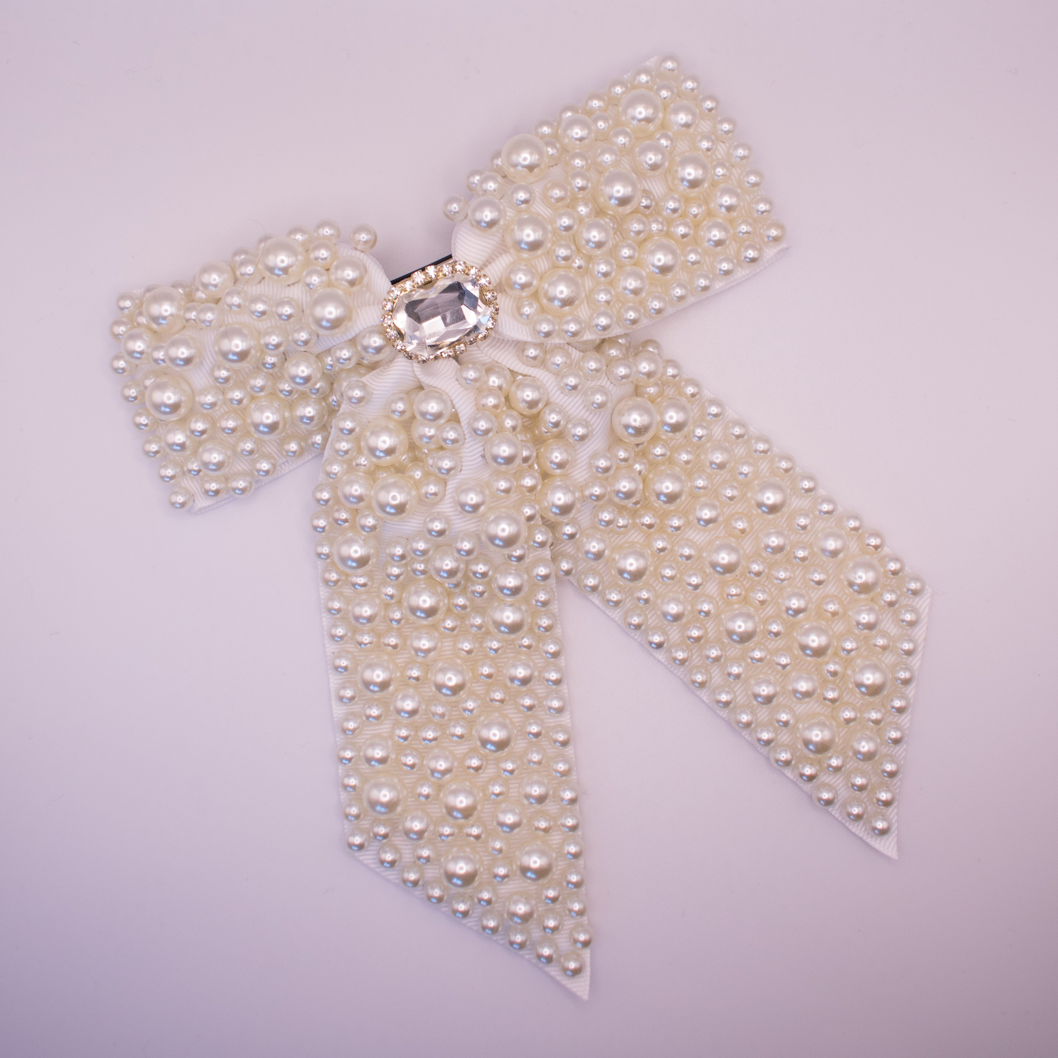 Gildie Pearl Bow Barrette Clip